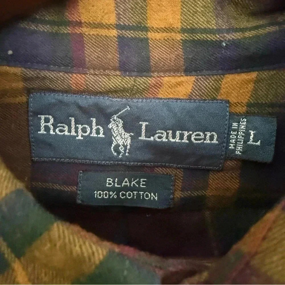 Ralph Lauren Blake 100% Cotton Tartan Plaid Button-Down Shirt Men's Size L - Picture 7 of 7